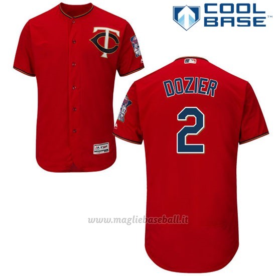 Maglia Baseball Uomo Minnesota Twins Brian Dozier Majestic Autentico Collezione Scarlet Cool Base